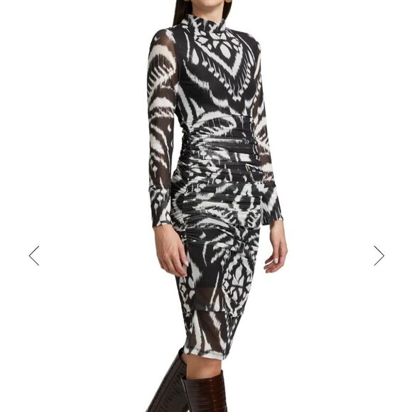 Farm Rio Black White Pineapple Ikat Tulle Chic Feminine Whimsigoth Midi Size L - Picture 3 of 12